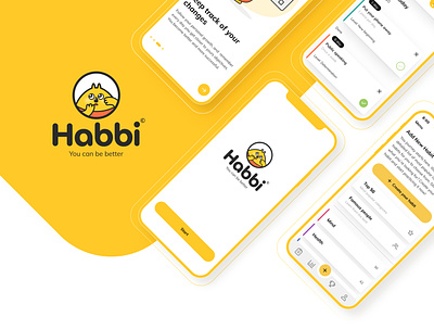 Habbi App - IOS application character habit interface ios mobile app ui user interface design ux wireframe yelow