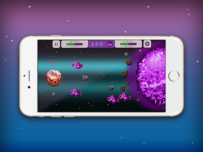 Meteor mobile game dast meteor mobilegame pixel art planet rock space uiux
