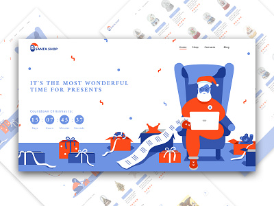 ❄Santa Shop❄ branding christmas creative figma homepage illustration landing new year present santa shop star ui design ux vectorart webdesign website
