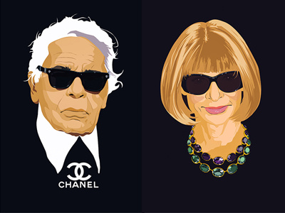 Karl & Anna anna wintour art chanel design fashion illustration karl lagerfeld model poster print sunglasses vogue