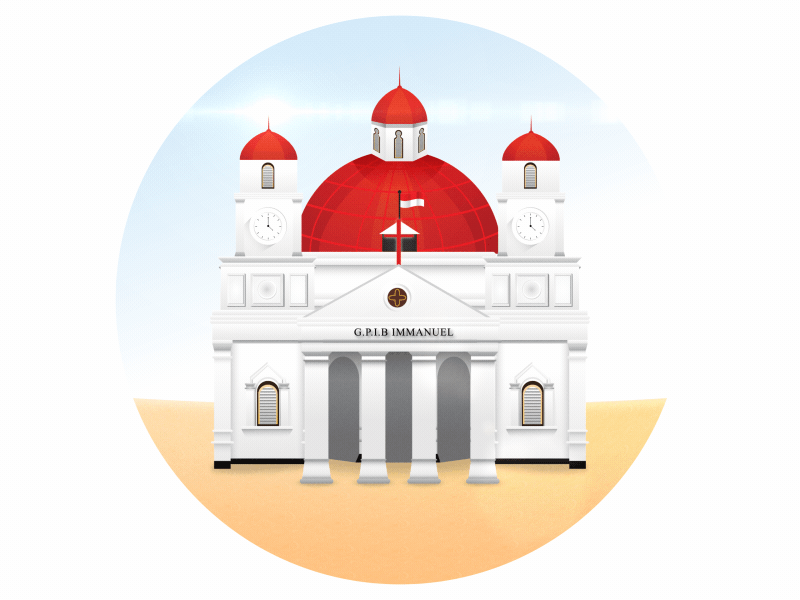 Gereja Blenduk - Semarang 2danimation adobe aftereffects animation awesome design flat illustration indonesia semarang simpleanimation