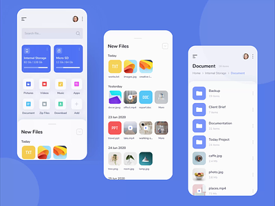 File Manager Mobile App animated prototyping animation file explorer file manager app mobile app protopie prototype prototyping
