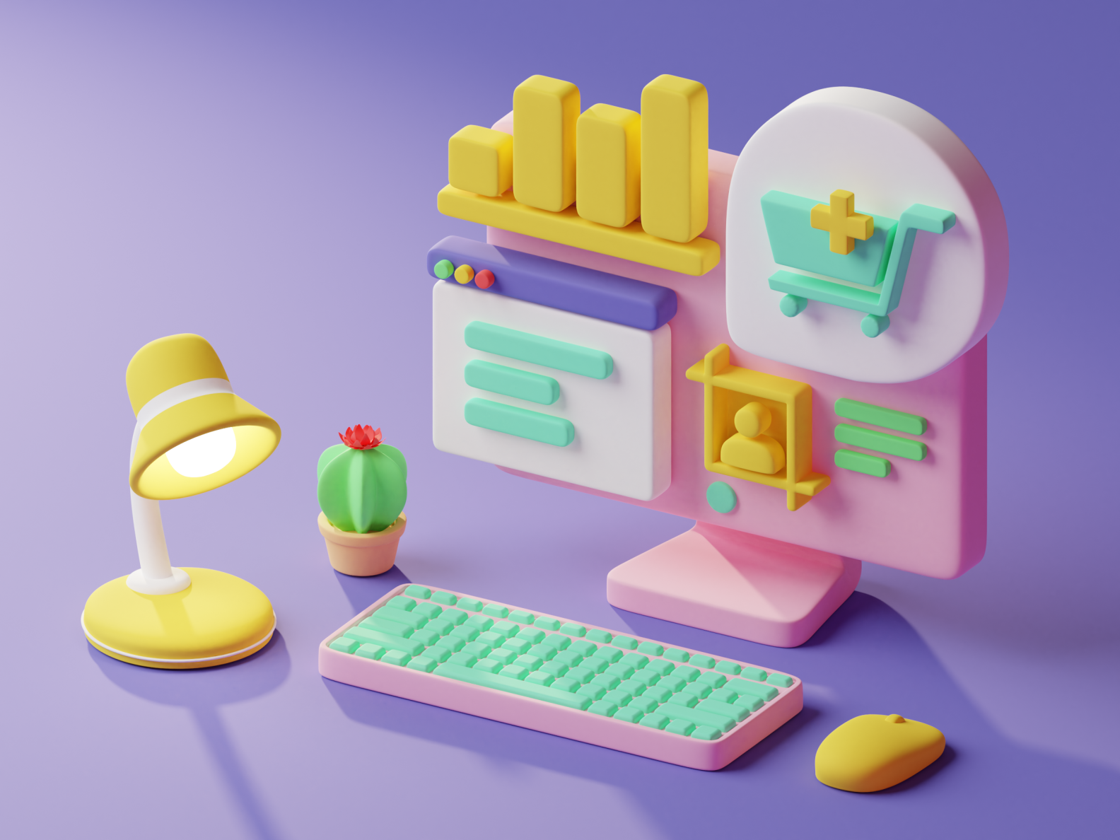 3D illustration desktop by SLAB Design Studio on Dribbble