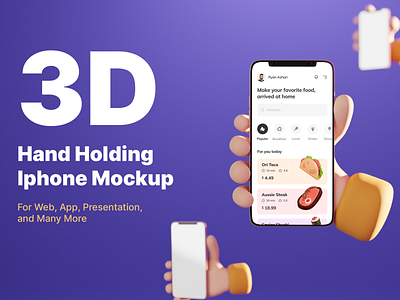 3D Hand Holding Card Mockup 3d design homepage illustration mobile app modeler prototype animation ui ui ux