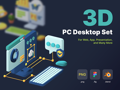 3D Isometric PC Desktop Set 3d blender homepage icon set illustration landing page logo mobile app modeler protopie prototype animation ui ui ux