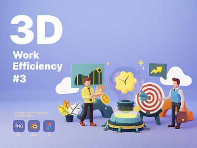 Work Efficiency Illustration 3d animation aset blender design illustration modeler work
