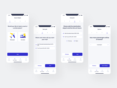 Air trip booking air app blue booking design form mobile plane steps trip white
