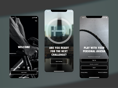 Fitness app app black dark design fitness onboarding presentation sport video