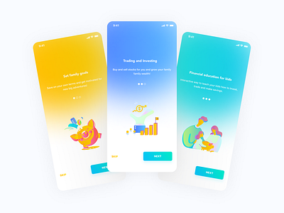 Investment app. Onboarding app bank colorfull design education gradient illustrations investment ios joyfull kid mobile onboarding smooth