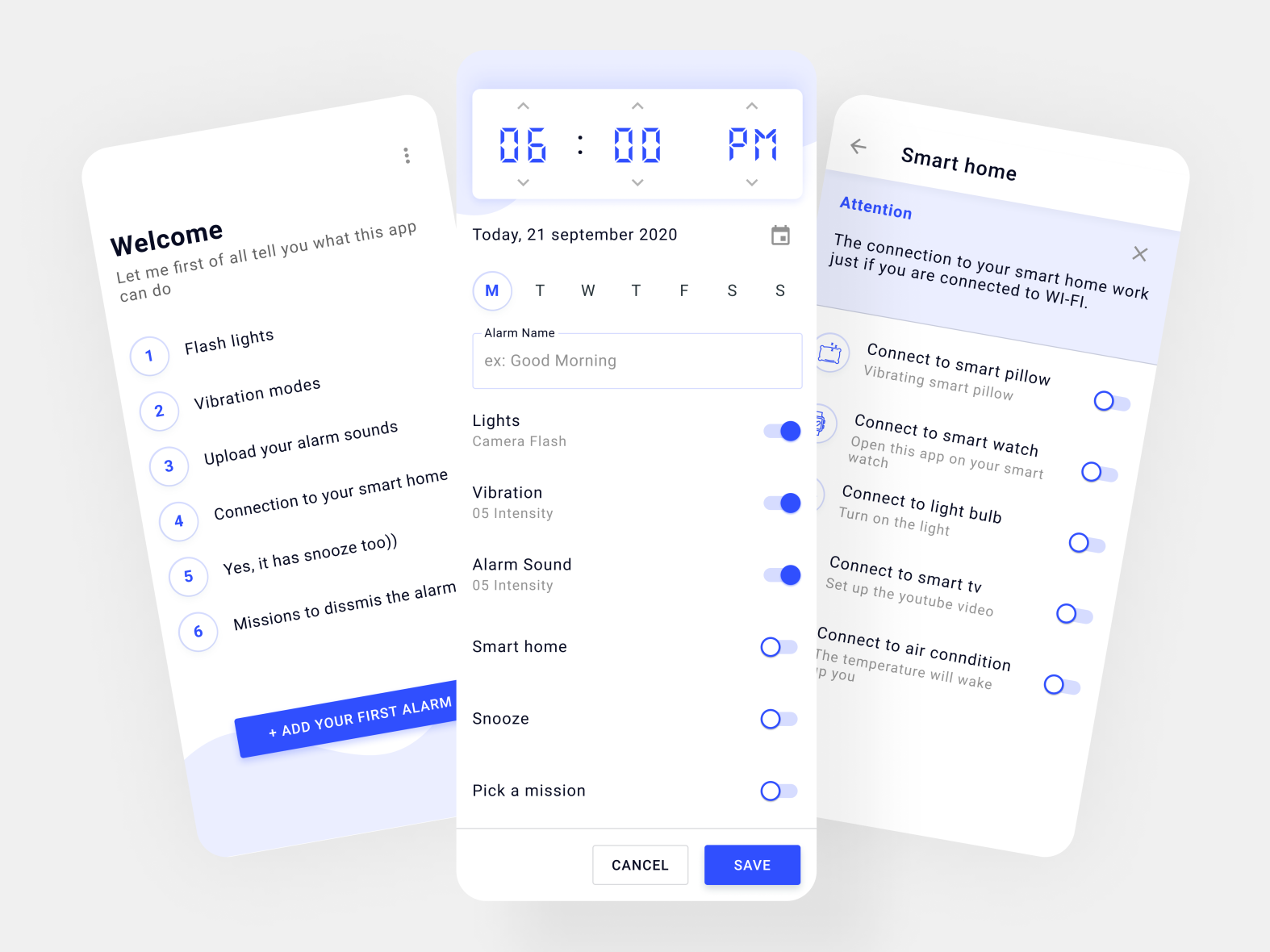Alarm app for deaf people by Nicoleta Anton on Dribbble