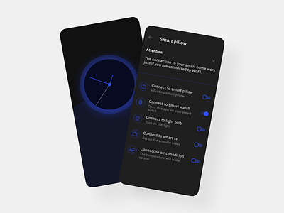 Alarm app for deaf people alarm android app blue clean dark deaf design mobile pillow smart vibrate