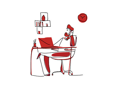 Office Work adobe illustrator illustration illustration art man office red vector