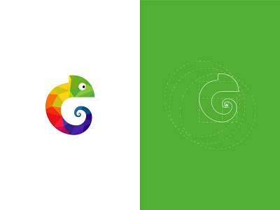 Chameleon Logo colors goldenratio logo logo design logo grid polygon