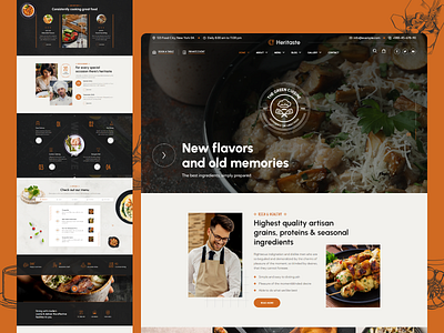 Heritaste - Restaurant Web Design bar bistro cafe chef cooking design elementor food illustration logo menu pizza pub restaurant restaurant elegant restaurant theme restaurant wordpress template path ui vector