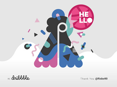 Hello Dribbble! dribbble first shot graphic design hen illustration invite