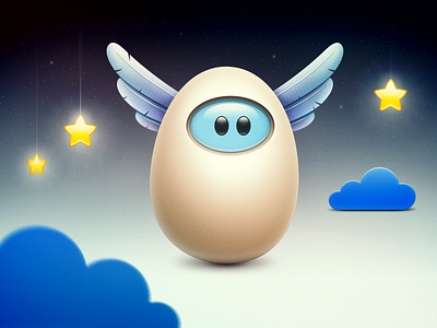 Angel angel cloud egg game design illustration light plumage shell sky star toy wings