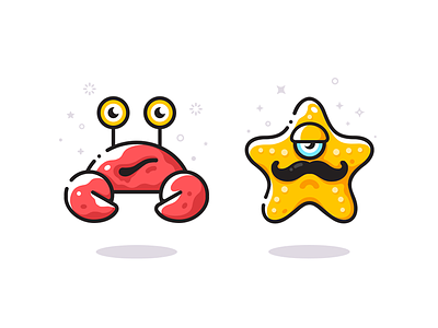 Sea friends game characters character character cute character design children crab design app game game app game design game designer game ui identity illustrations interaction interactive books kids mascot mobile app starfish stories vector icon symbol