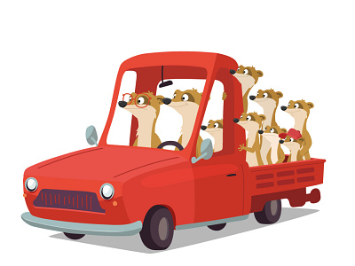Traffic jam | No.2 animals car character character design childrens book family meerkat preschool roadtrip vacation vector