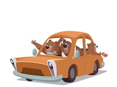 Traffic jam | No.3 animals bear car character character design childrens book family preschool roadtrip vacation vector