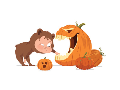 Halloween adobe illustrator bear boy character design costume illustraion kids illustration pumpkin trick or treat vector