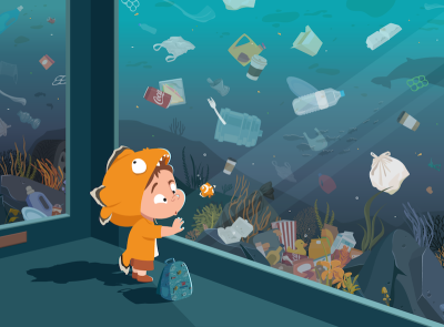 This Is Us adobe illustrator aquarium boy character design cute fish illustraion nemo ocean plastic plastic bag pollution this is us trash vector waste