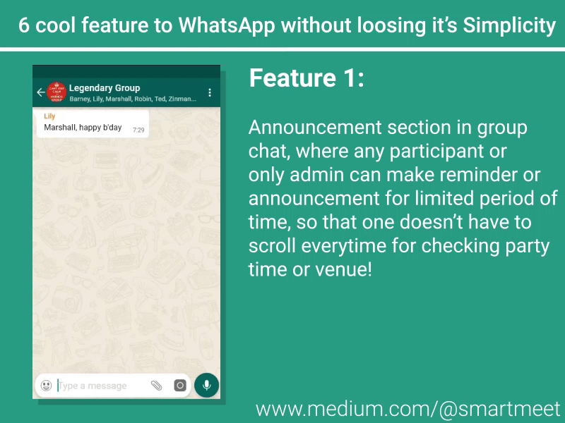 WhatsApp new feature (Announcement in Groups) by Meet Shah on Dribbble