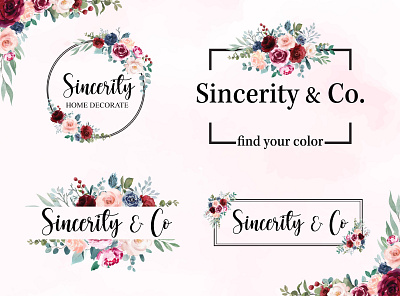 Watercolor Floral Logo Design background beauty brand business deco decor decoration design feminine floral floral logo flower leaves logo pastel social media kit stationery watercolor watercolor floral watercolor logo