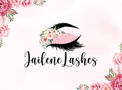 Watercolor Eye lashes and Floral Logo beauty logo eye lash logo floral logo flower leaves logo logo design salon logo watercolor eye lash watercolor floral watercolor floral logo watercolor logo