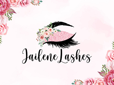 Watercolor Eye lashes and Floral Logo beauty logo eye lash logo floral logo flower leaves logo logo design salon logo watercolor eye lash watercolor floral watercolor floral logo watercolor logo