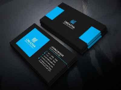 Business Card, Blue and Black