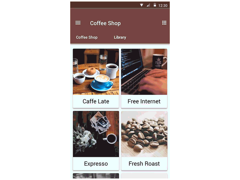 Coffee Shop - Material Design Using Principle android animation app design for mac material mobile principle using