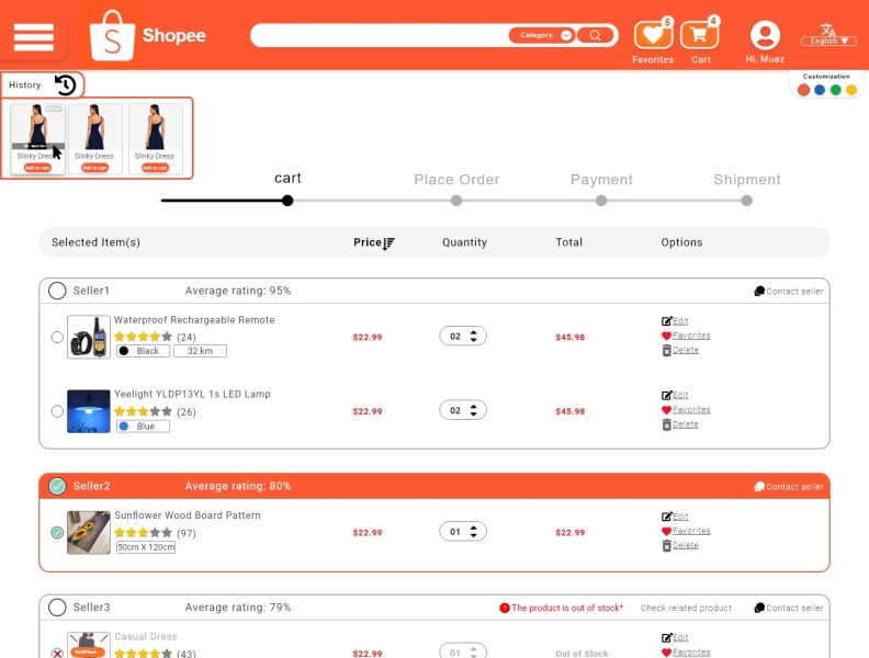 Shopping Cart redesign of Shopee website  by Leader Frank 