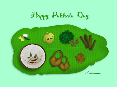 Happy Pakhala Day design digital art food illustration india
