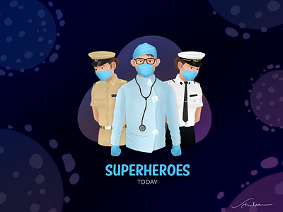 Superheroes Today digital art doctors flight attendants health workers illustration india inspiration pilots police
