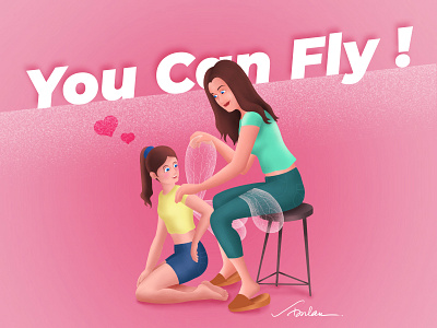 "You Can Fly", says the mother! character design concept art design digital art fly illustration maa mom mothers day procreate app typography wings you can fly