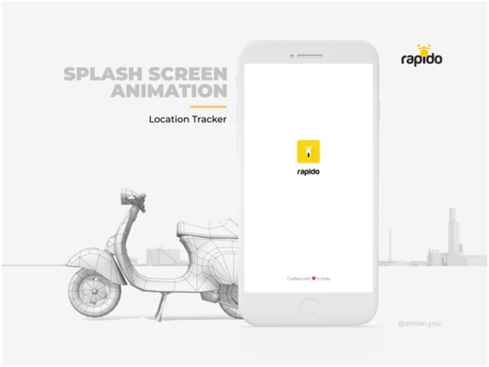 Splash Screen Animation - Rapido animation app bike taxi design india intro screen location tracker mobile mobile app motion design rapido splash animation ui ux