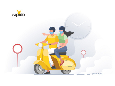 Rapido Hire - Rental Service bike taxi branding character design covid19 design digital art flat illustration india marketing rental vector