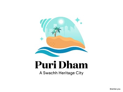 Puri Dham - Logo Design beach beach logo branding city design flat illustration india logo logo design puri odisha seashore swacch city vector