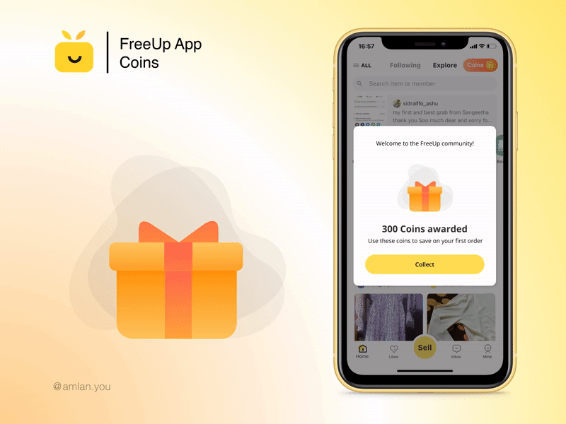 Coins Animation - FreeUp App animation branding coins design earn coins flat freeup app gifting gratification illustration json lottie animation motion graphics popup popup animation reward ui ui design ux vector