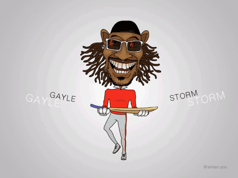 The Gayle Storm animated gif animation batsman blaster caricature chris colorful cricket design gayle gayle storm illustration sixers west indies