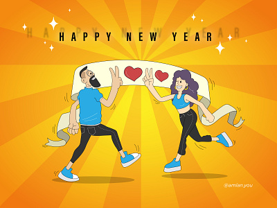 Happy New Year 2020 2020 design flat happy new year hny hyn2020 illustration new year typography vector