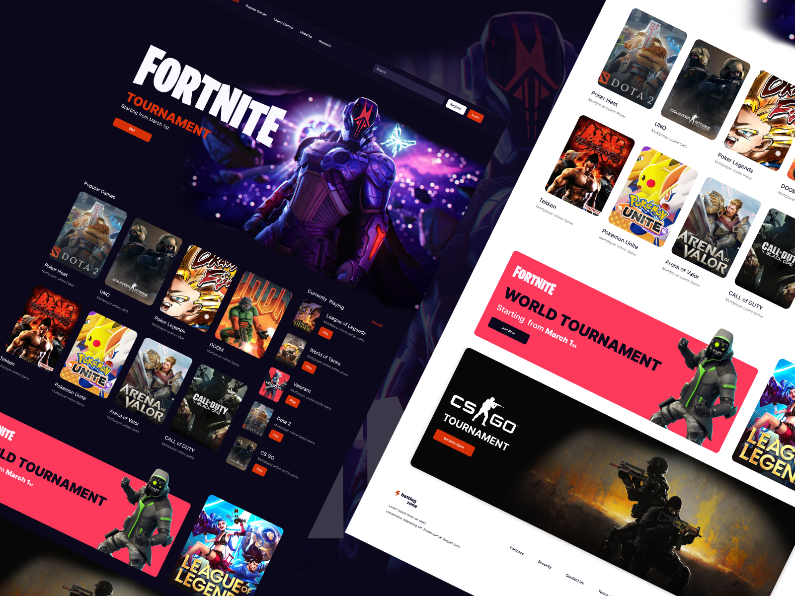 Landing page for gaming/betting website by SaagarShrest on Dribbble