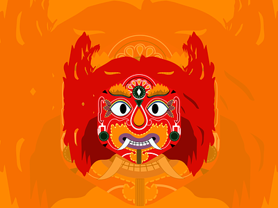Lakhe illustration lakhe minimal nepal nepali culture tradition vector