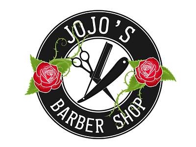 JoJo’s Barber Shop barber guns n roses 🌹 logo