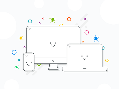 Happy Little Devices colorful desktop devices free happy happy devices icon iconography interface icon laptop mobile outline