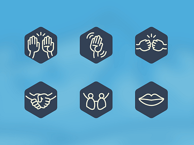 Greetings a8c badges fist bump greetings handshake high five hug icons kiss wave