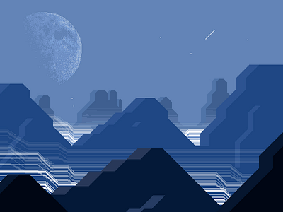 Hey moon! illustration mountains photoshop pixel pixelart