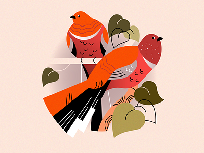 Birds of Paradise birds botanical design flat gradient illustration illustrator minimal vector