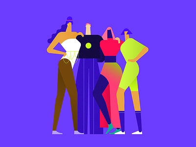 Neon Ladies ★彡 design flat gradient illustration illustrator minimal neon vector violet