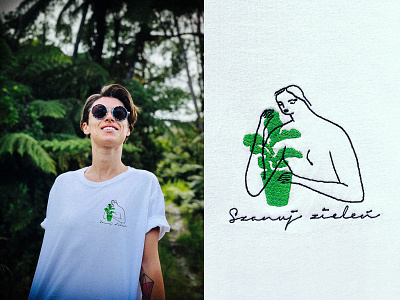 Embroidered T 🌴 "Respect Greenery" botanical design embroidery environment flat green illustration illustrator lineart minimal